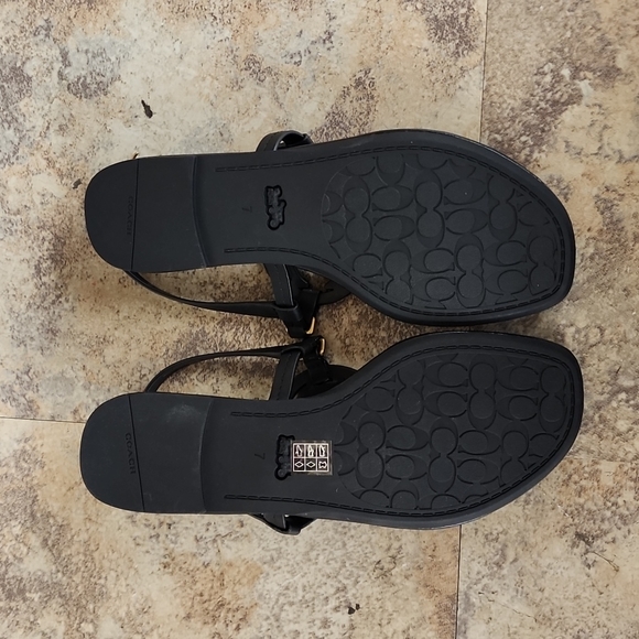 Coach Shoes Coach Womens Jeri Leather Toe Post Sandals Black Size 7